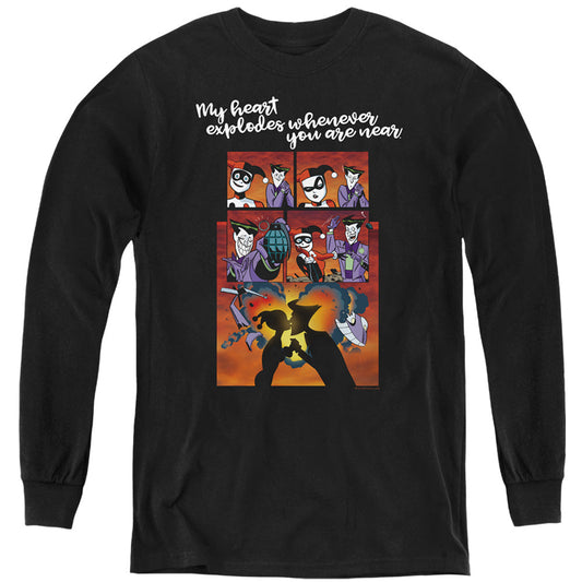 Batman Explode Long Sleeve Kids Youth T Shirt Black Officially Licensed