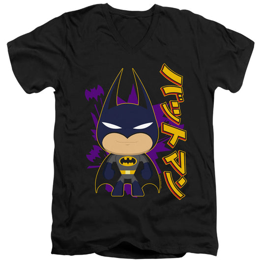 Batman Cute Kanji Mens Slim Fit V Neck T Shirt Black Officially Licensed