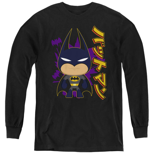 Batman Cute Kanji Long Sleeve Kids Youth T Shirt Black Officially Licensed