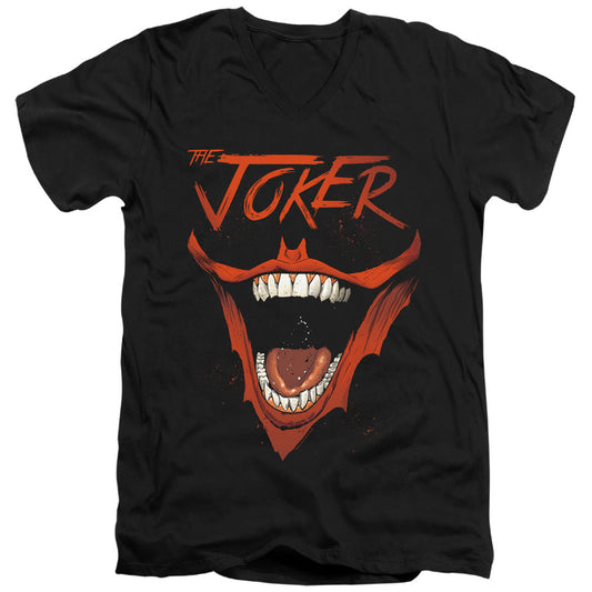 Batman Joker Bat Laugh Mens Slim Fit V Neck T Shirt Black Officially Licensed
