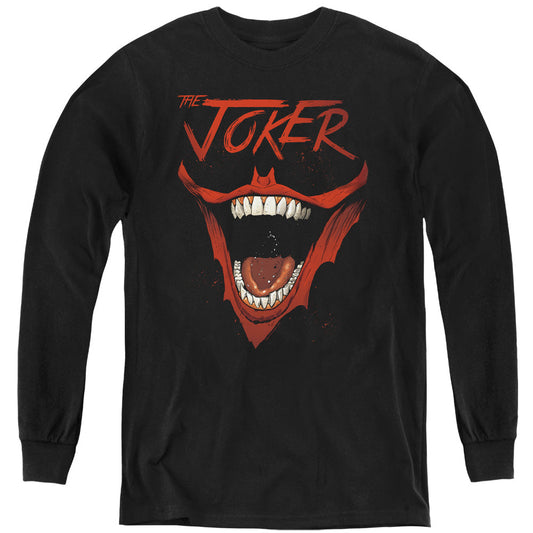 Batman Joker Bat Laugh Long Sleeve Kids Youth T Shirt Black Officially Licensed
