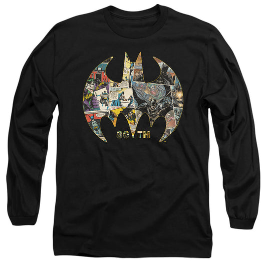 Batman 80Th Shield Mens Long Sleeve Shirt Black Officially Licensed