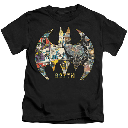 Batman 80th Shield Juvenile Kids Youth T Shirt Black Officially Licensed