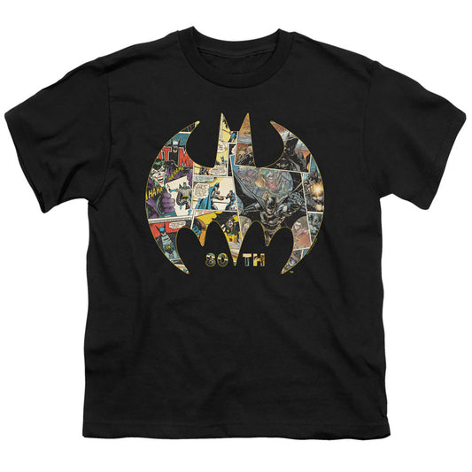 Batman 80th Shield Kids Youth T Shirt Black Officially Licensed