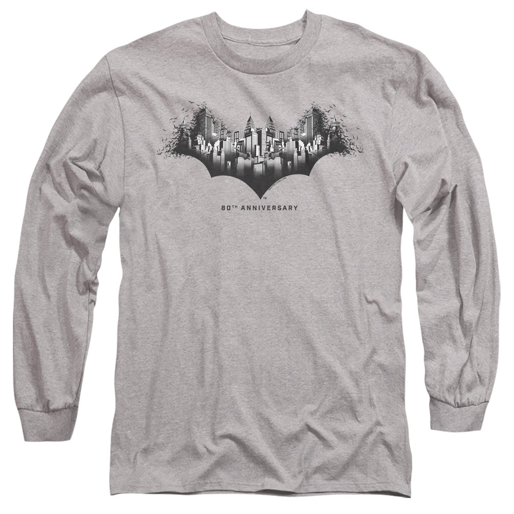 Batman Gotham Shield Mens Long Sleeve Shirt Athletic Heather Officially Licensed