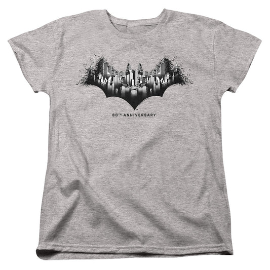 Batman Gotham Shield Womens T Shirt Athletic Heather Officially Licensed