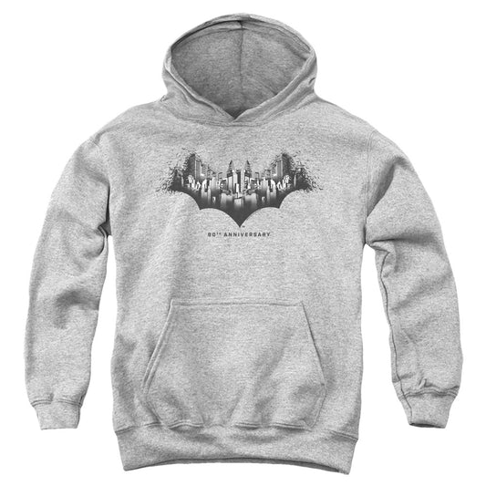 Batman Gotham Shield Kids Youth Hoodie Athletic Heather Officially Licensed