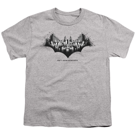 Batman Gotham Shield Kids Youth T Shirt Athletic Heather Officially Licensed