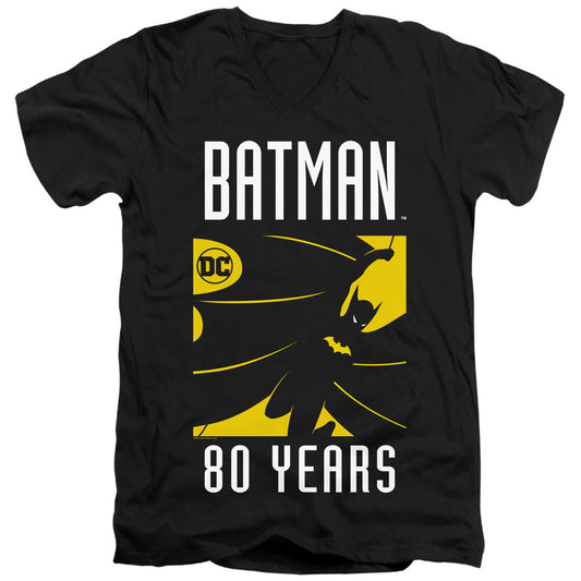 Batman Silhouete Mens Slim Fit V Neck T Shirt Black Officially Licensed