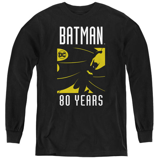 Batman Silhouete Long Sleeve Kids Youth T Shirt Black Officially Licensed