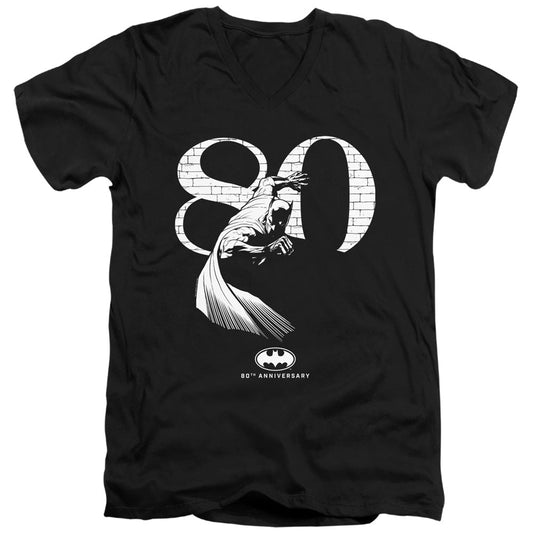 Batman 80 Wall Mens Slim Fit V Neck T Shirt Black Officially Licensed
