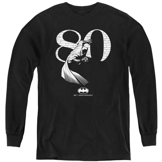 Batman 80 Wall Long Sleeve Kids Youth T Shirt Black Officially Licensed