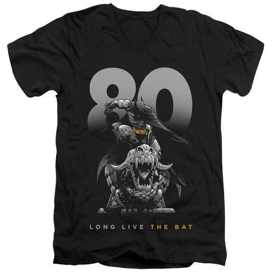 Batman Big 80 Mens Slim Fit V Neck T Shirt Black Officially Licensed