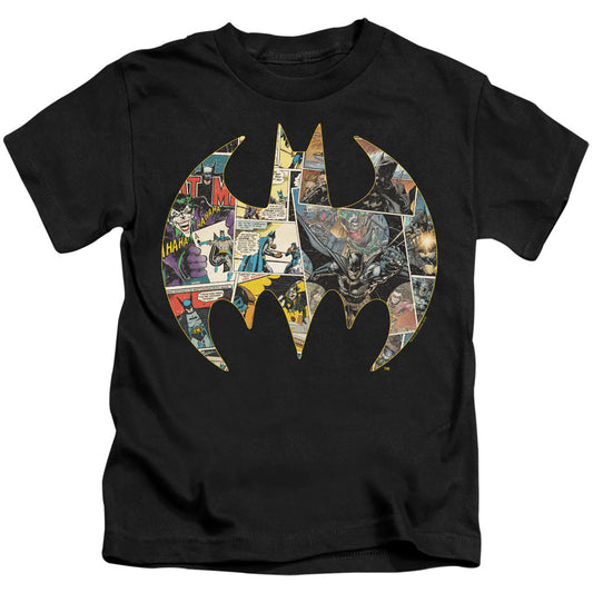 Batman Collage Shield Juvenile Kids Youth T Shirt Black Officially Licensed