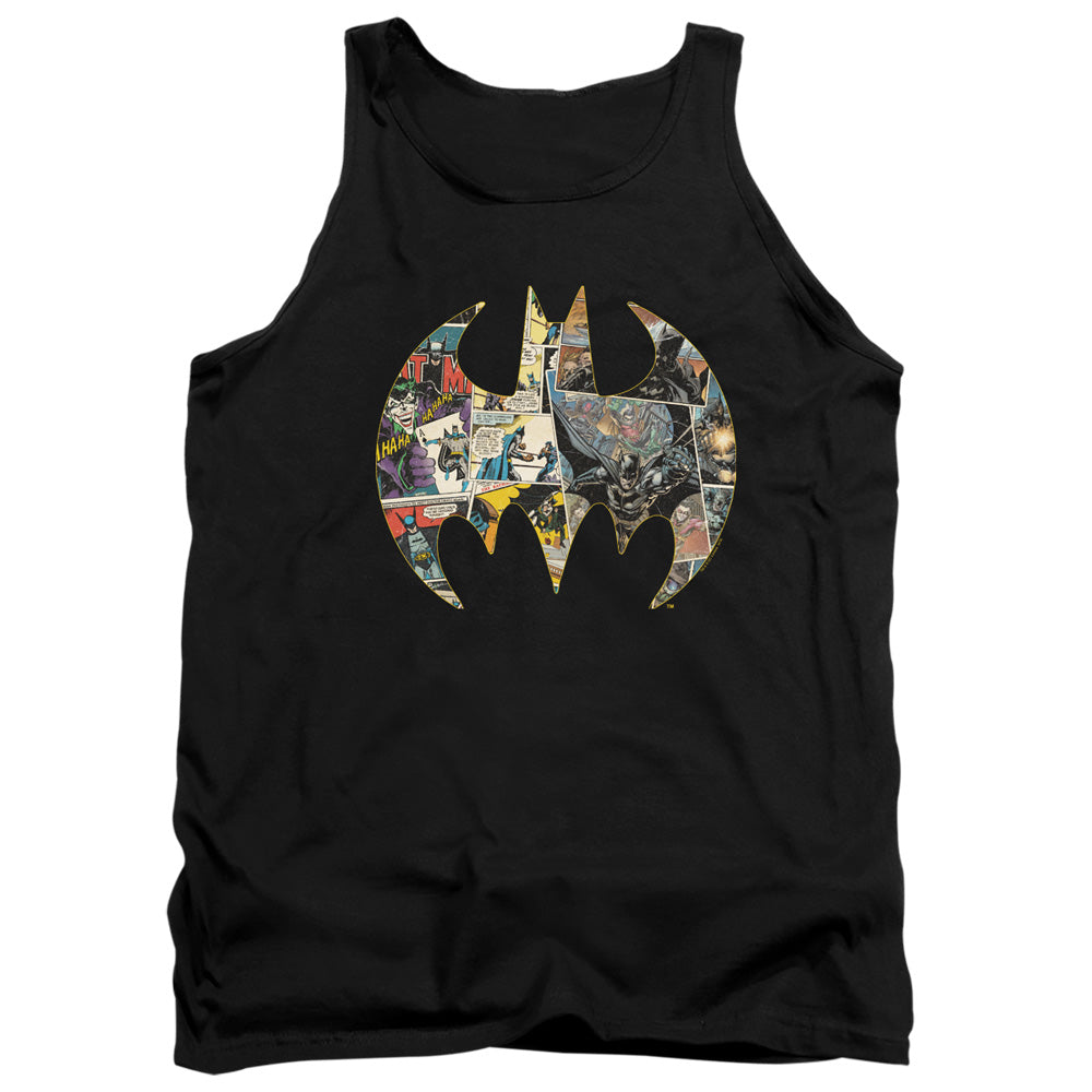 Batman Collage Shield Mens Tank Top Shirt Black Officially Licensed