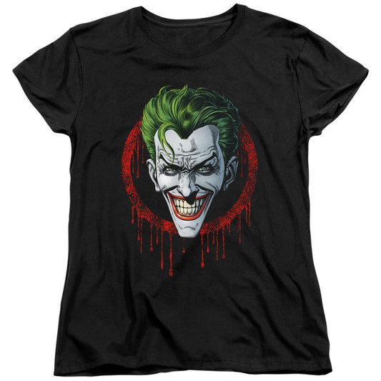 Batman Joker Drip Womens T Shirt Black Officially Licensed