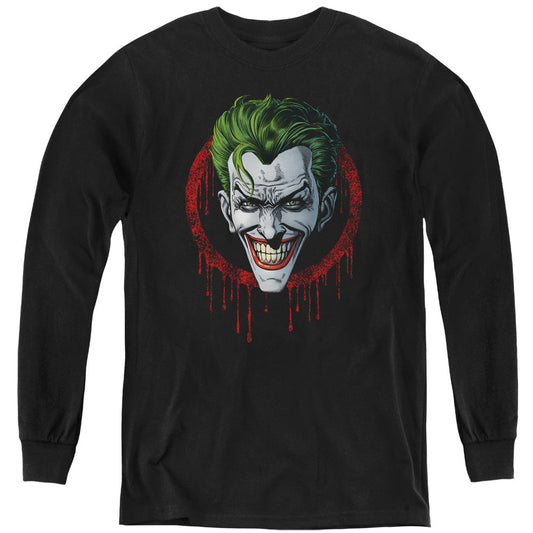 Batman Joker Drip Long Sleeve Kids Youth T Shirt Black Officially Licensed