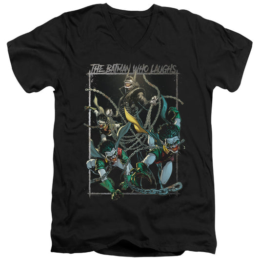 Batman Batman Who Laughs Mens Slim Fit V Neck T Shirt Black Officially Licensed