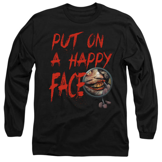 Batman Happy Face Mens Long Sleeve Shirt Black Officially Licensed