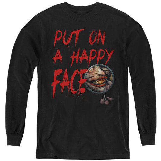 Batman Happy Face Long Sleeve Kids Youth T Shirt Black Officially Licensed