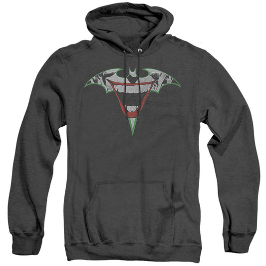 Batman Joker Bat Logo Heather Mens Hoodie Black Officially Licensed