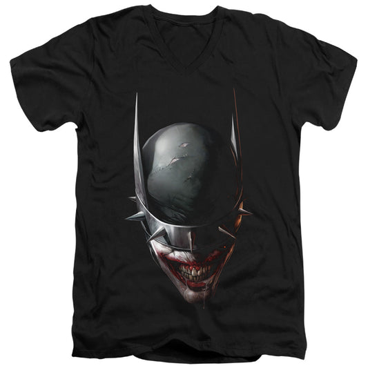 Batman Batman Who Laughs Head Mens Slim Fit V Neck T Shirt Black Officially Licensed