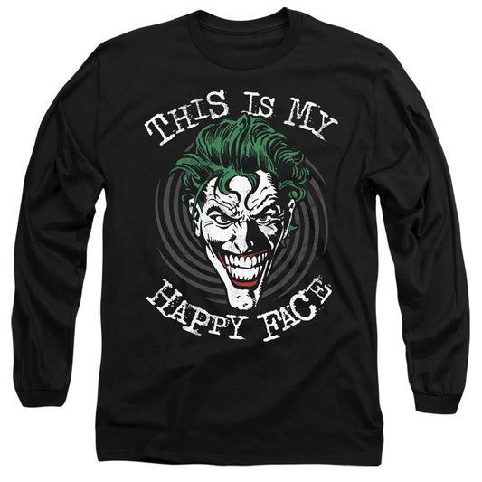 Batman Maniacal Spiral Mens Long Sleeve Shirt Black Officially Licensed