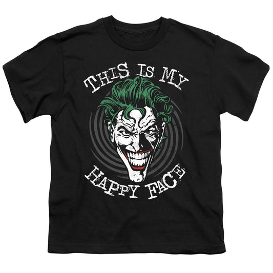 Batman Maniacal Spiral Kids Youth T Shirt Black Officially Licensed