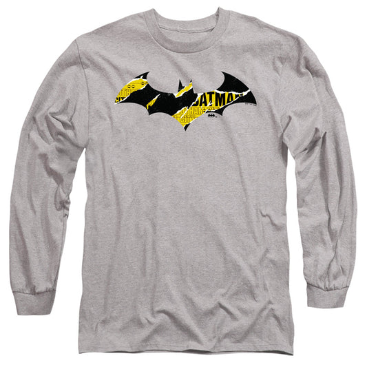 Batman Batman Torn Gotham Logo Mens Long Sleeve Shirt Athletic Heather Officially Licensed