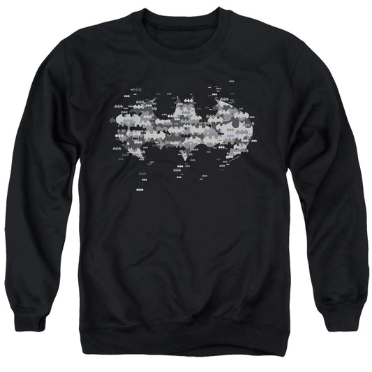 Batman Multi Bat Logo Mens Crewneck Sweatshirt Black