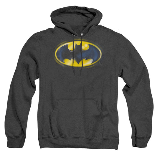 Batman Batman Airbrush Logo Heather Mens Hoodie Black Officially Licensed