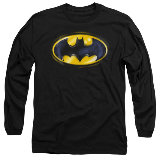 Batman Batman Airbrush Logo Mens Long Sleeve Shirt Black Officially Licensed