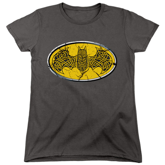 Batman Celtic Shield Womens T Shirt Charcoal Officially Licensed