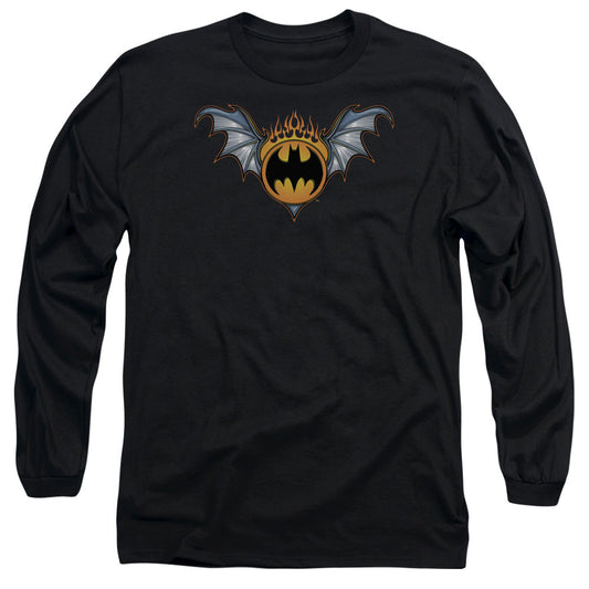 Batman Bat Wings Logo Mens Long Sleeve Shirt Black Officially Licensed
