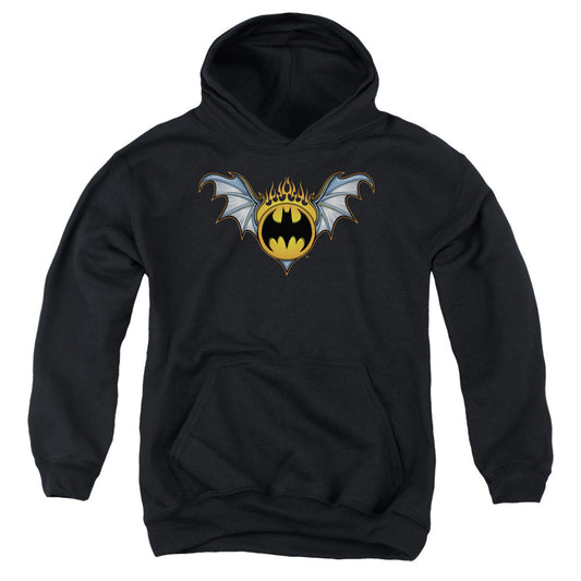 Batman Bat Wings Logo Kids Youth Hoodie Black Officially Licensed