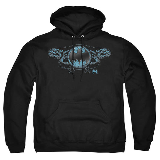 Batman Two Gargoyles Logo Mens Hoodie Black Officially Licensed