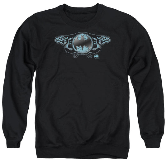 Batman Two Gargoyles Logo Mens Crewneck Sweatshirt Black