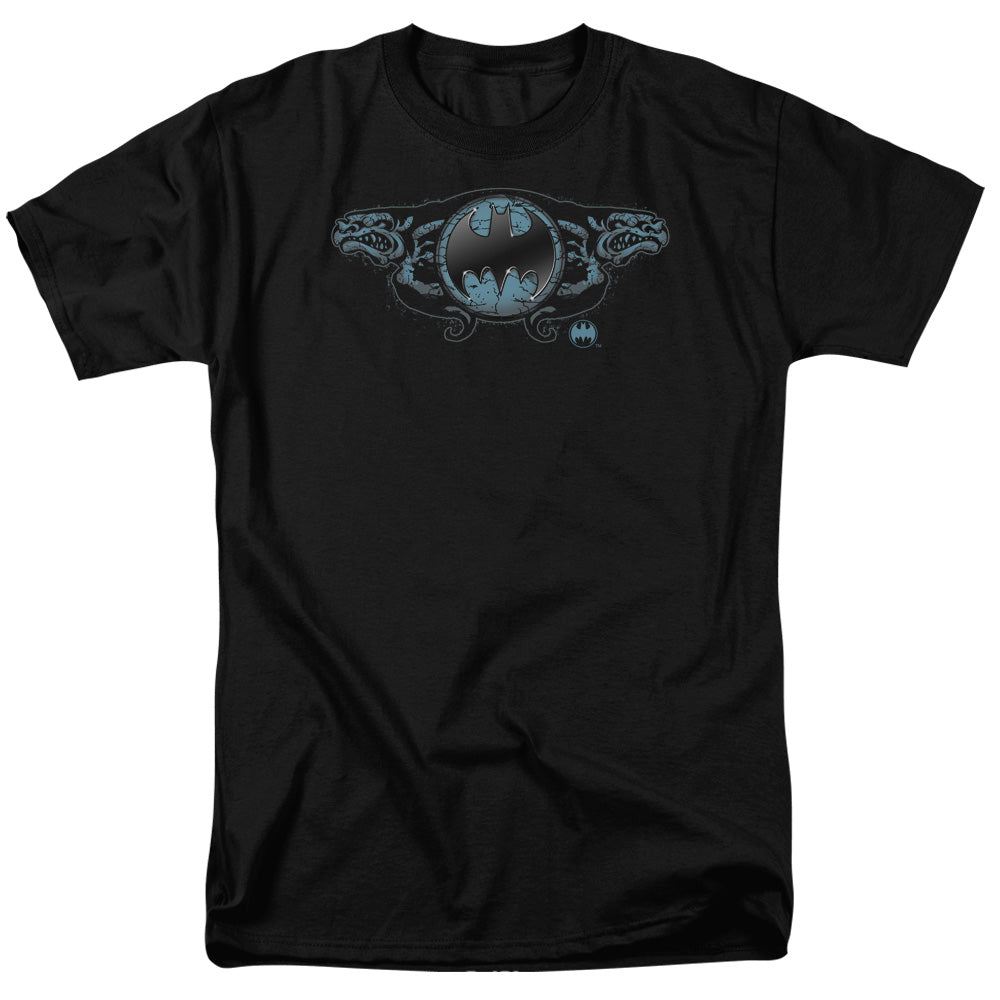 Batman Two Gargoyles Logo Mens T Shirt Black Officially Licensed