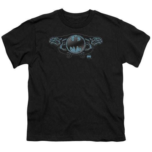 Batman Two Gargoyles Logo Kids Youth T Shirt Black Officially Licensed