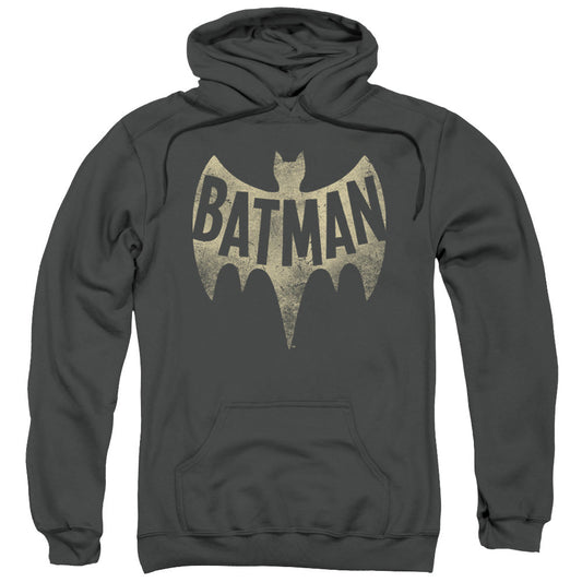 Batman Classic Tv Vintage Logo Mens Hoodie Charcoal Officially Licensed
