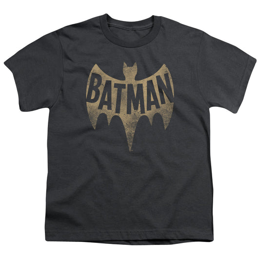 Batman Classic Tv Vintage Logo Kids Youth T Shirt Charcoal Officially Licensed