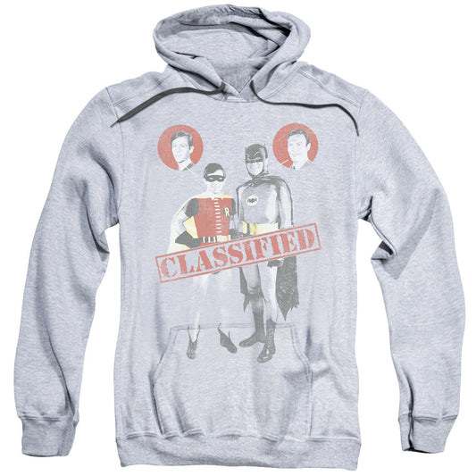 Batman Classic Tv Classified Mens Hoodie Athletic Heather Officially Licensed