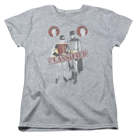 Batman Classic Tv Classified Womens T Shirt Athletic Heather Officially Licensed
