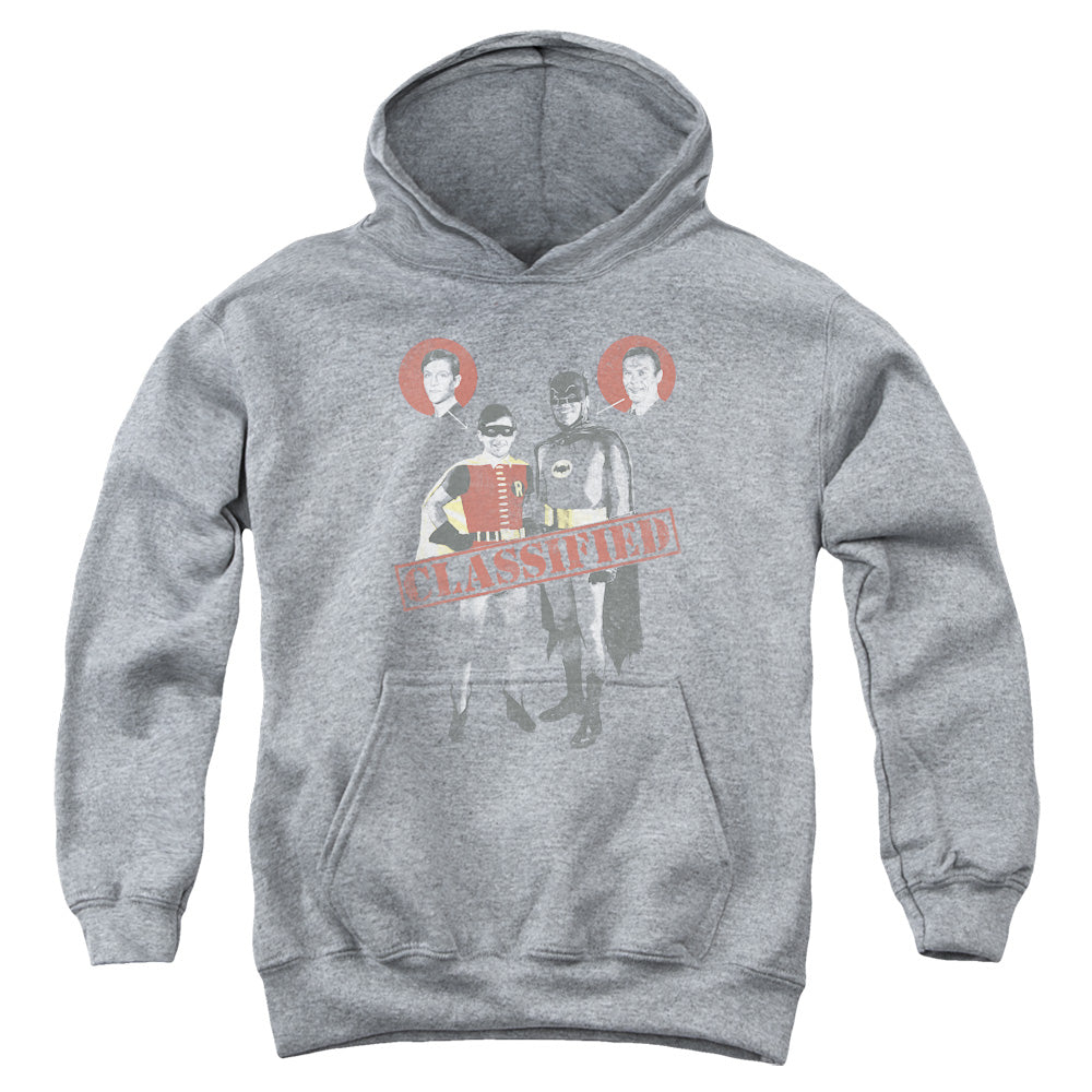 Batman Classic Tv Classified Kids Youth Hoodie Heather Officially Licensed