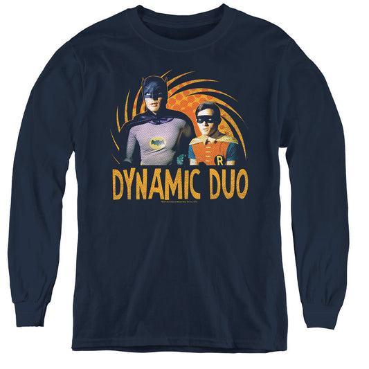 Batman Classic Tv Dynamic Long Sleeve Kids Youth T Shirt Navy Blue Officially Licensed