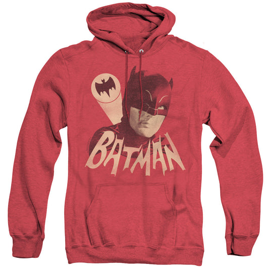Batman Classic Tv Bat Signal Heather Mens Hoodie Red Officially Licensed