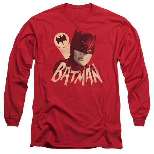 Batman Classic Tv Bat Signal Mens Long Sleeve Shirt Red Officially Licensed