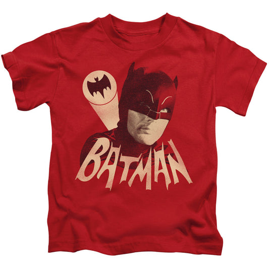 Batman Classic Tv Bat Signal Juvenile Kids Youth T Shirt Red Officially Licensed