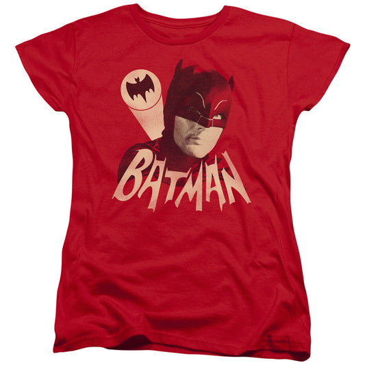 Batman Classic Tv Bat Signal Womens T Shirt Red Officially Licensed