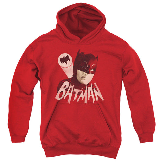 Batman Classic Tv Bat Signal Kids Youth Hoodie Red Officially Licensed